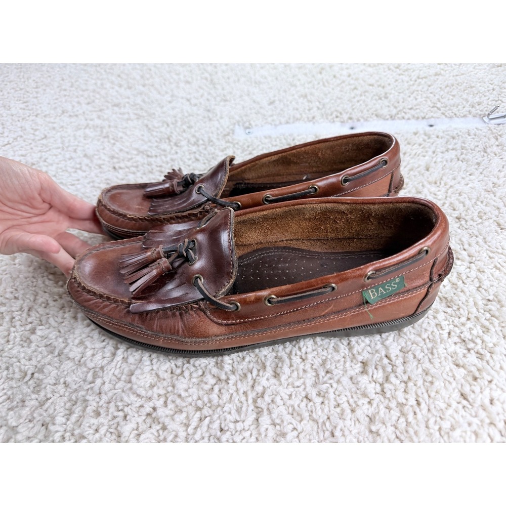 G.H. Bass Boat Shoes Mens 10.5 Brown Leather Tassel Kiltie Loafers Moccasin